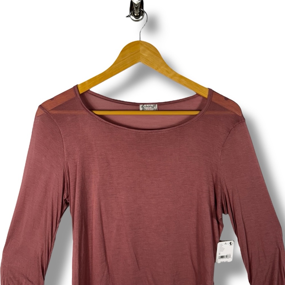 Intimately Free People Current Mood Ruched Sleeve Sheer Top, Petals, Size Medium - Picture 2 of 11